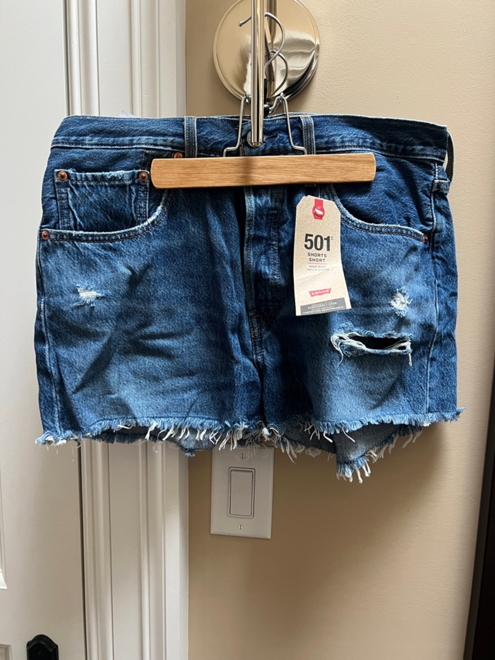 Levi's Blue Distressed Cutoff Jean Shorts